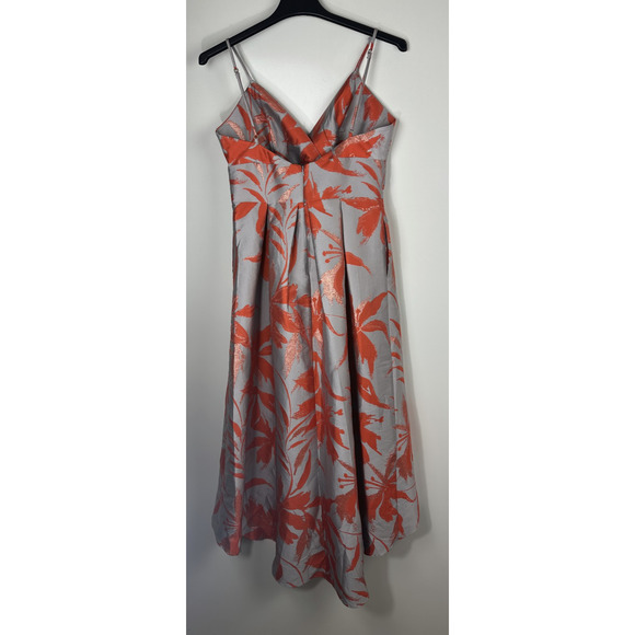 NWT Hutch High Low Spaghetti Strap Satin Midi Dress Pleated Gray Orange Size 8 - Picture 11 of 15